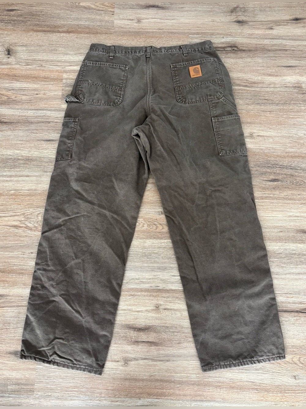 Carhartt 38x32 B111 TMB brown flannel lined Union cargo work pant. Date 0901 EUC
